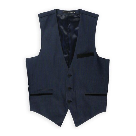 Public Notices Mens Micro Dot Three Button Vest, Blue, NWT - Picture 1 of 1